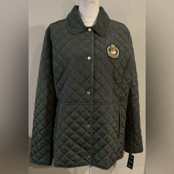 Lauren Ralph Lauren Women's Quilted Crest Jacket Dark Green Sz XL NWT - Picture 3 of 12